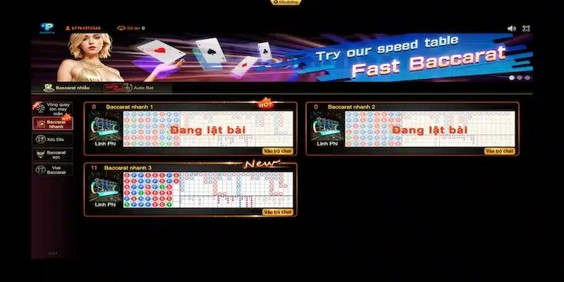 Baccarat là trò chơi hấp dẫn tại TP casino trực tuyến